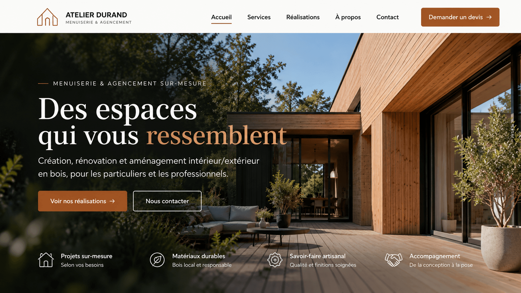Aperçu du concept Atelier Durand, formule One Page